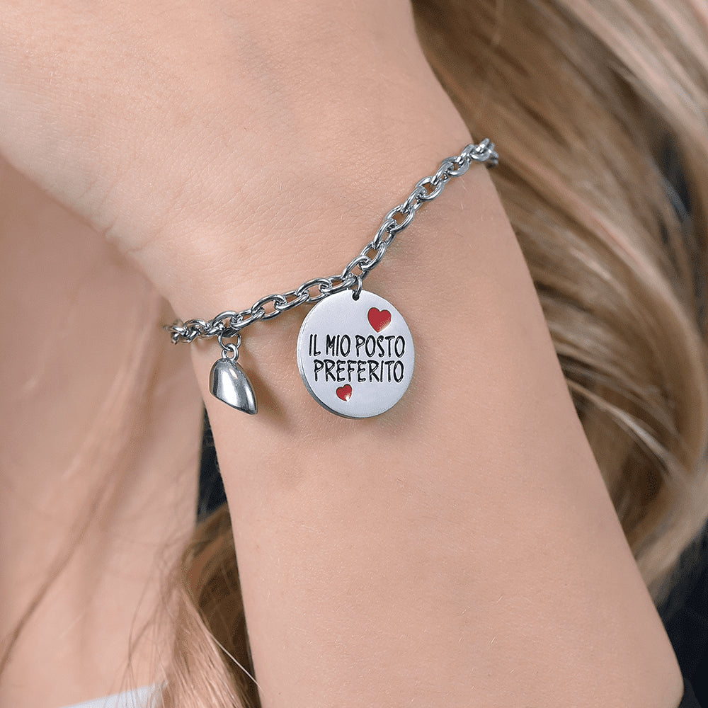 PULSERA IMÁN CORAZÓN DE ACERO PARA MUJER