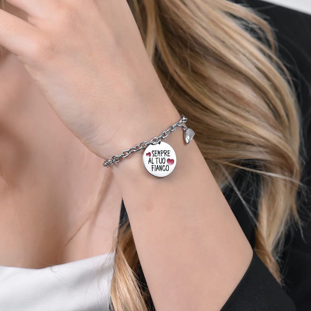 PULSERA IMÁN CORAZÓN DE ACERO PARA MUJER