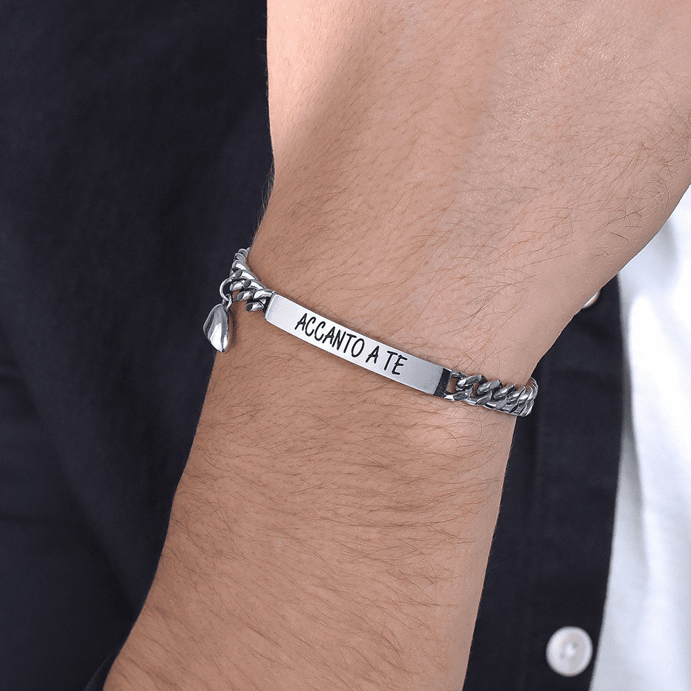 PULSERA DE ACERO PARA HOMBRE CON IMÁN DE CORAZÓN