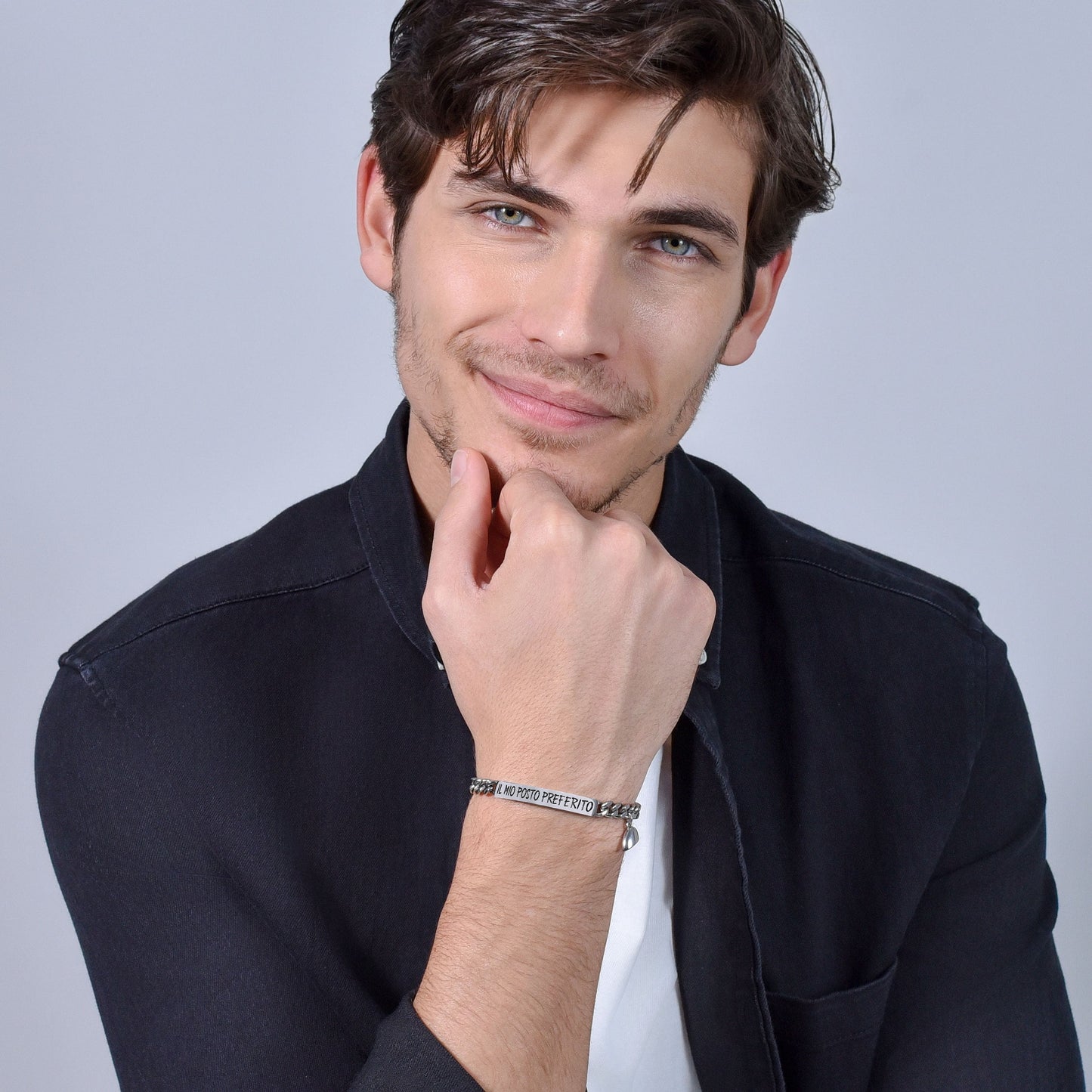 PULSERA DE ACERO PARA HOMBRE CON IMÁN DE CORAZÓN