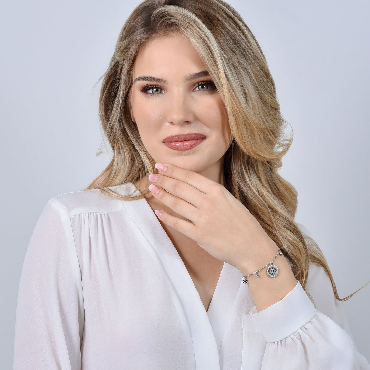 PULSERA DE ACERO FLOR DE LA VIDA PARA MUJER