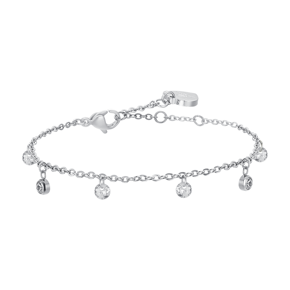 BRAZALETE DE ACERO CRISTAL BLANCO PARA MUJER
