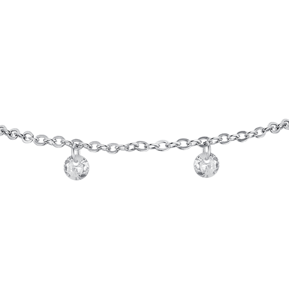 BRAZALETE DE ACERO CRISTAL BLANCO PARA MUJER