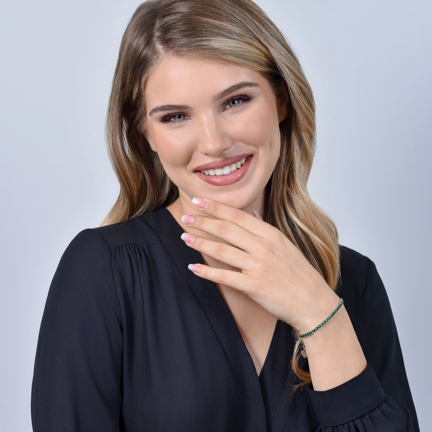 PULSERA TENIS MUJER CRISTALES VERDES