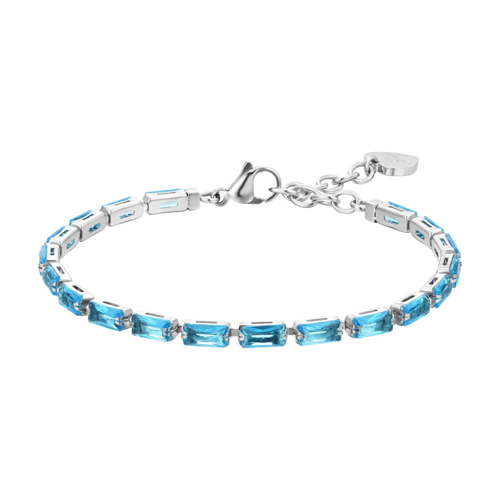 PULSERA TENIS AGUAMARINA BAGUETTE MUJER