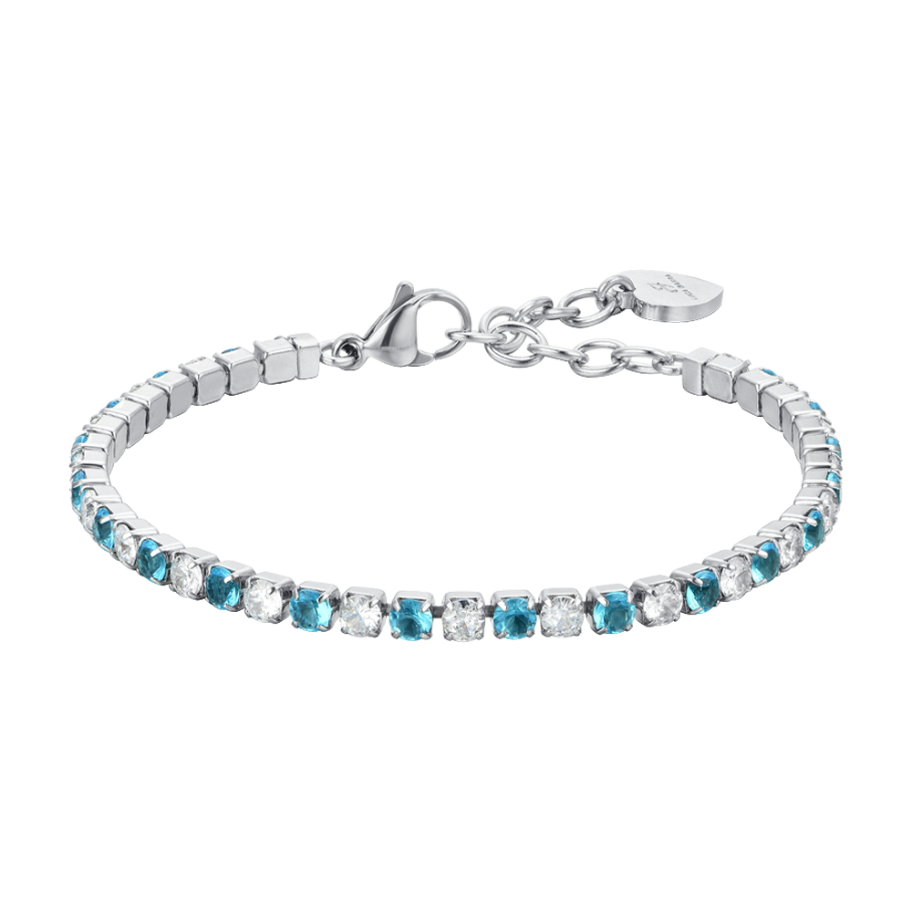 PULSERA TENIS MUJER CRISTALES AZULES Y BLANCOS