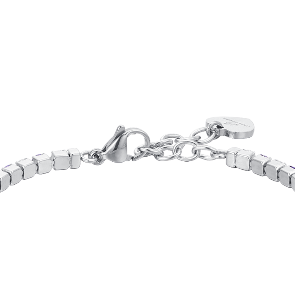 PULSERA TENIS MUJER CRISTALES VIOLETAS Y BLANCOS