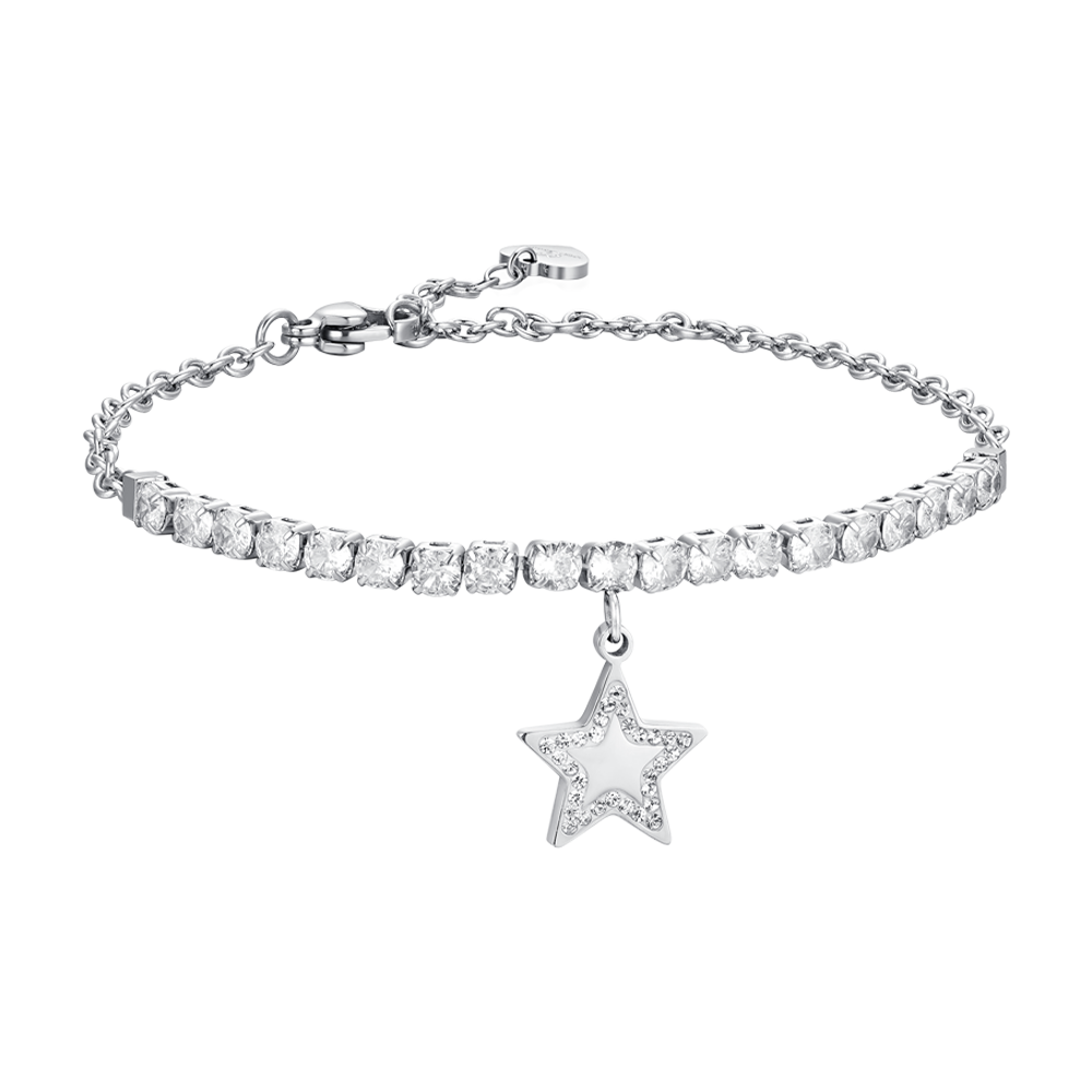 PULSERA DE TENIS PARA MUJER CON ESTRELLA DE ACERO Y CIRCONITA CÚBICA