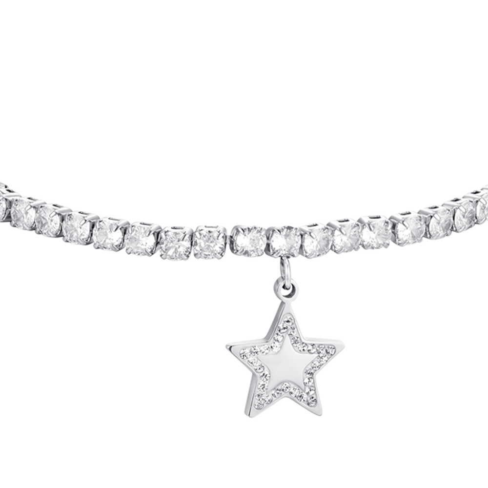 PULSERA DE TENIS PARA MUJER CON ESTRELLA DE ACERO Y CIRCONITA CÚBICA