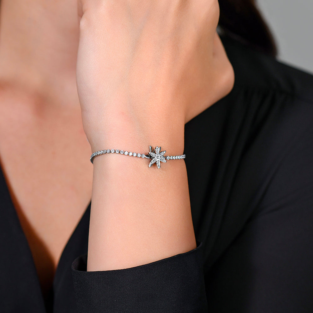 PULSERA DE TENIS FLOR DE ACERO PARA SEÑORA