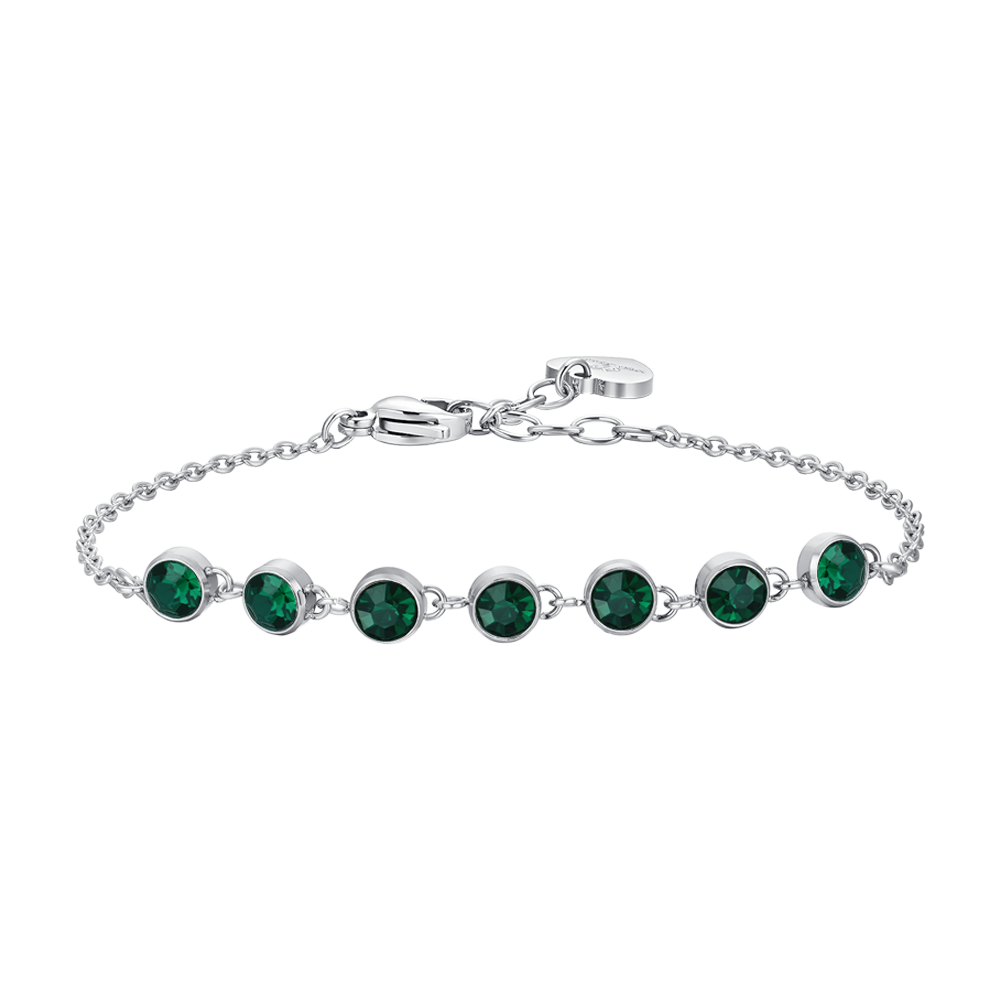 PULSERA DE ACERO CRISTAL VERDE PARA MUJER