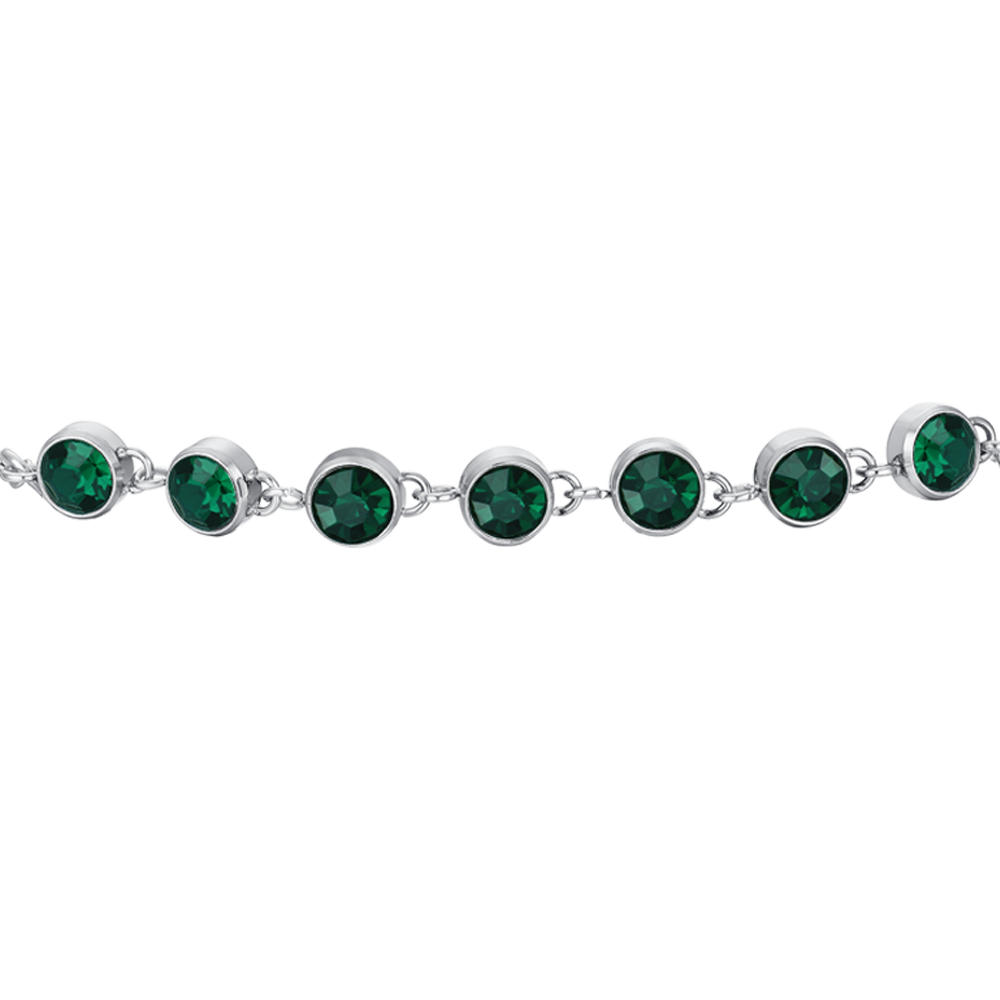 PULSERA DE ACERO CRISTAL VERDE PARA MUJER