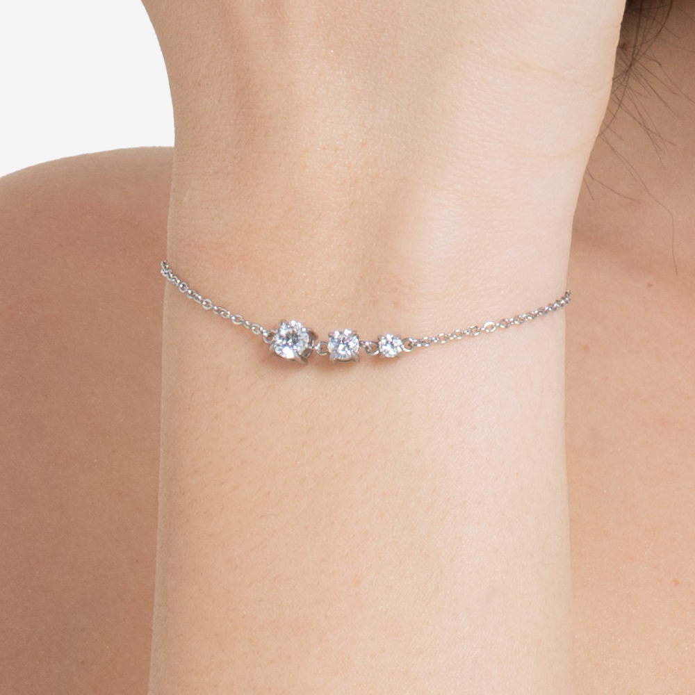 BRACCIALE DONNA IN ACCIAIO CON ZIRCONI BIANCHI