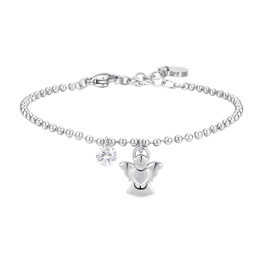BRACCIALE DONNA IN ACCIAIO CON ANGELO E ZIRCONE BIANCO