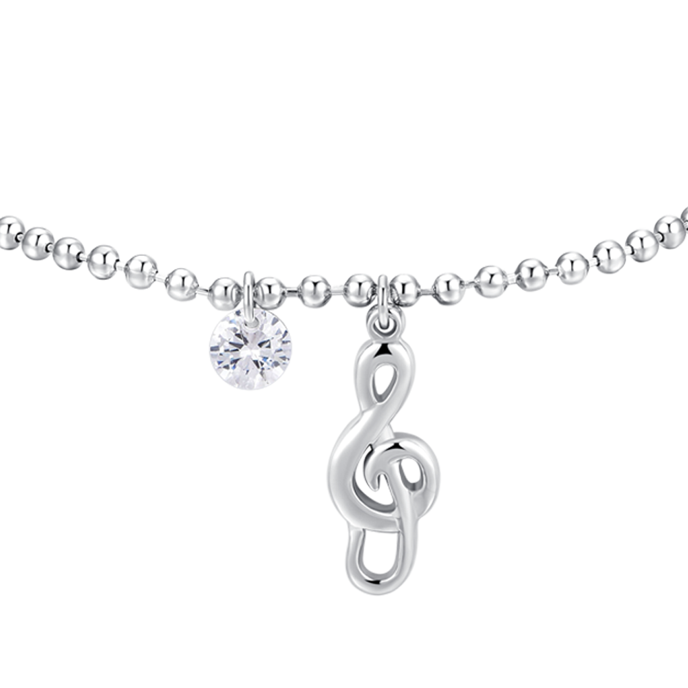 BRACCIALE DONNA IN ACCIAIO CON NOTA MUSICALE E ZIRCONE BIANCO