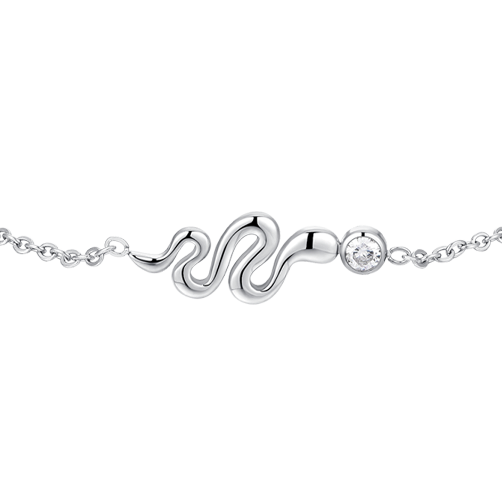 BRACCIALE DONNA IN ACCIAIO CON SERPENTE E CRISTALLO BIANCO