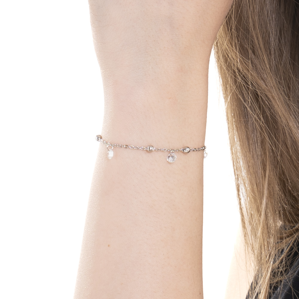 BRACCIALE DONNA IN ACCIAIO CON ZIRCONI BIANCHI