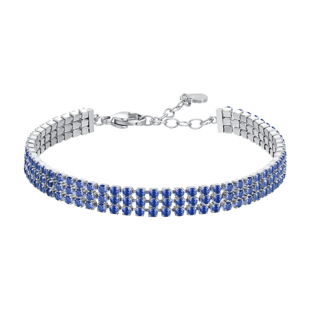 BRACCIALE TENNIS DONNA IN ACCIAIO CON ZIRCONI BLU