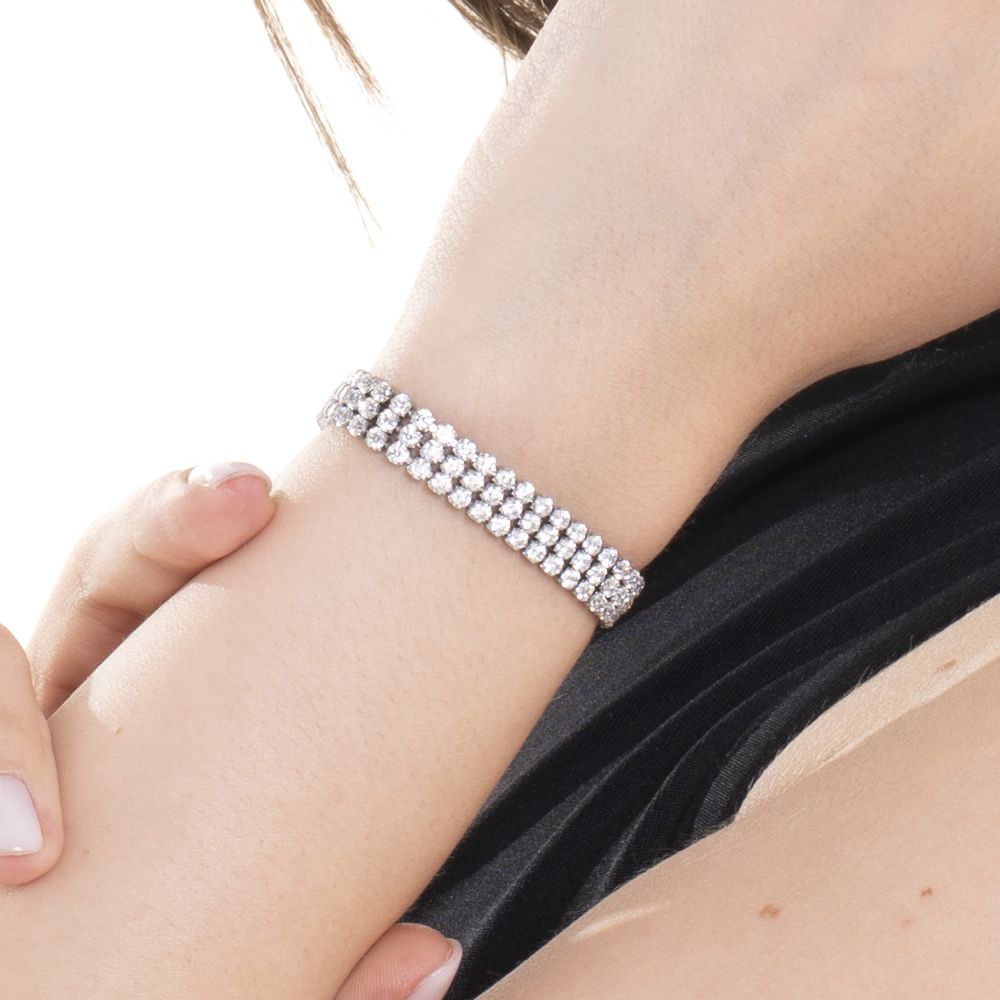 BRACCIALE TENNIS DONNA IN ACCIAIO CON ZIRCONI BIANCHI