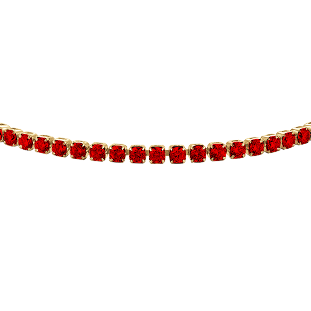 BRACCIALE TENNIS DONNA IN ACCIAIO COLORE ORO CON ZIRCONI ROSSI