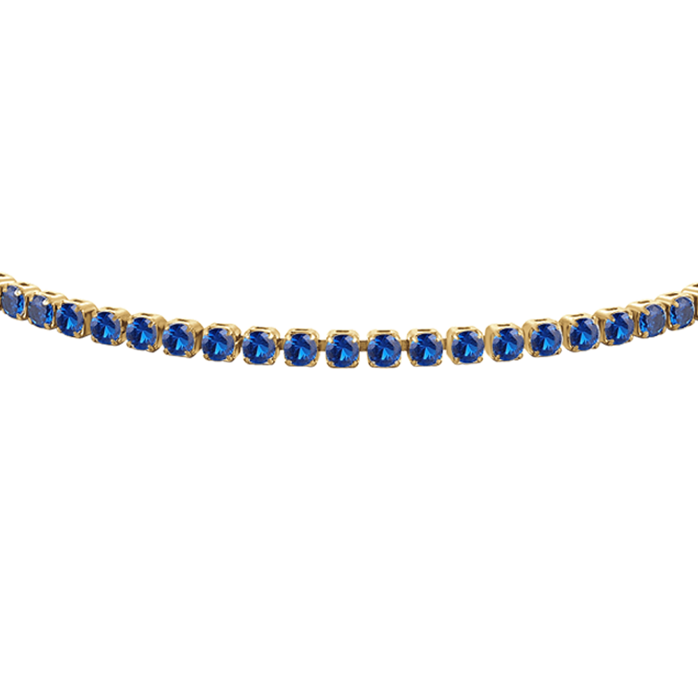 BRACCIALE TENNIS DONNA IN ACCIAIO COLORE ORO CON ZIRCONI BLU