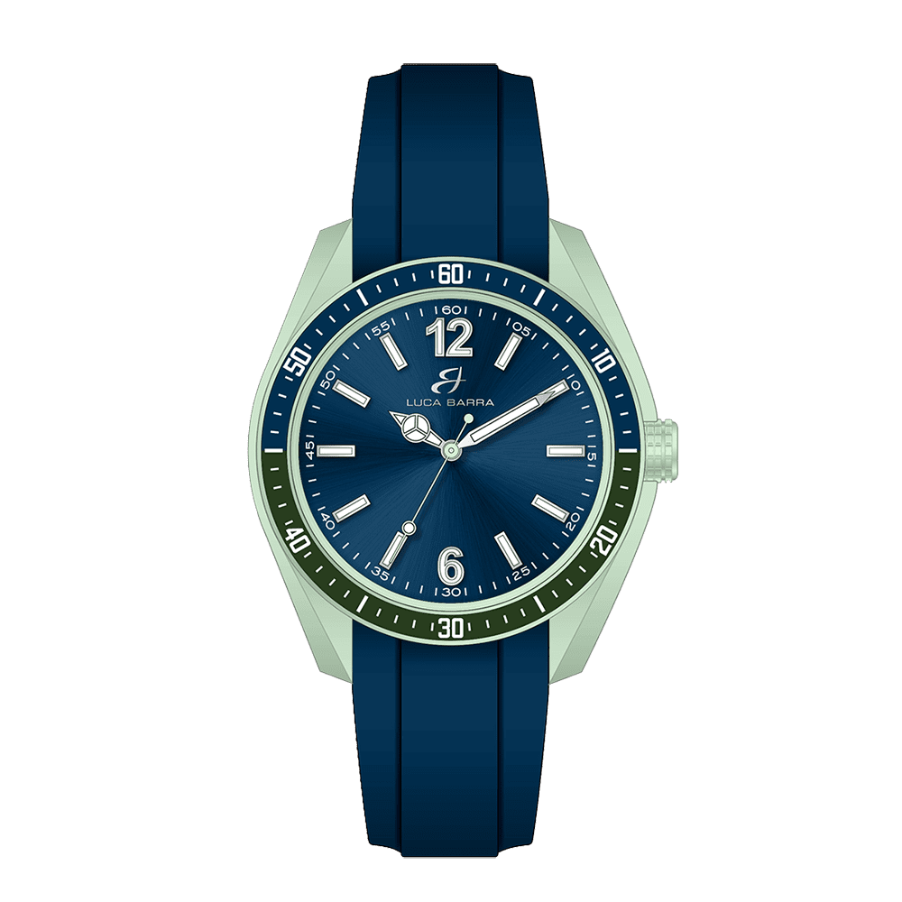 RELOJ DE HOMBRE DE SILICONA AZUL Y VERDE