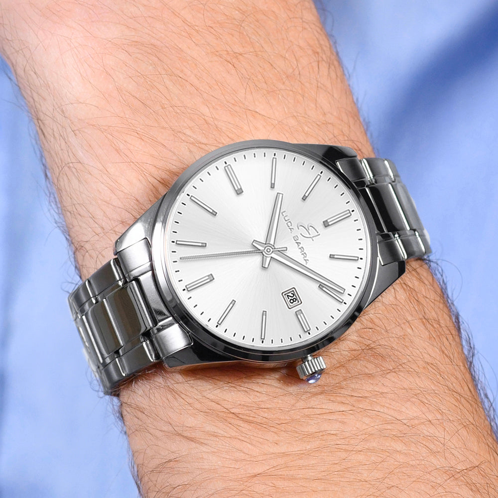 RELOJ DE ACERO PARA HOMBRE ESFERA BLANCA