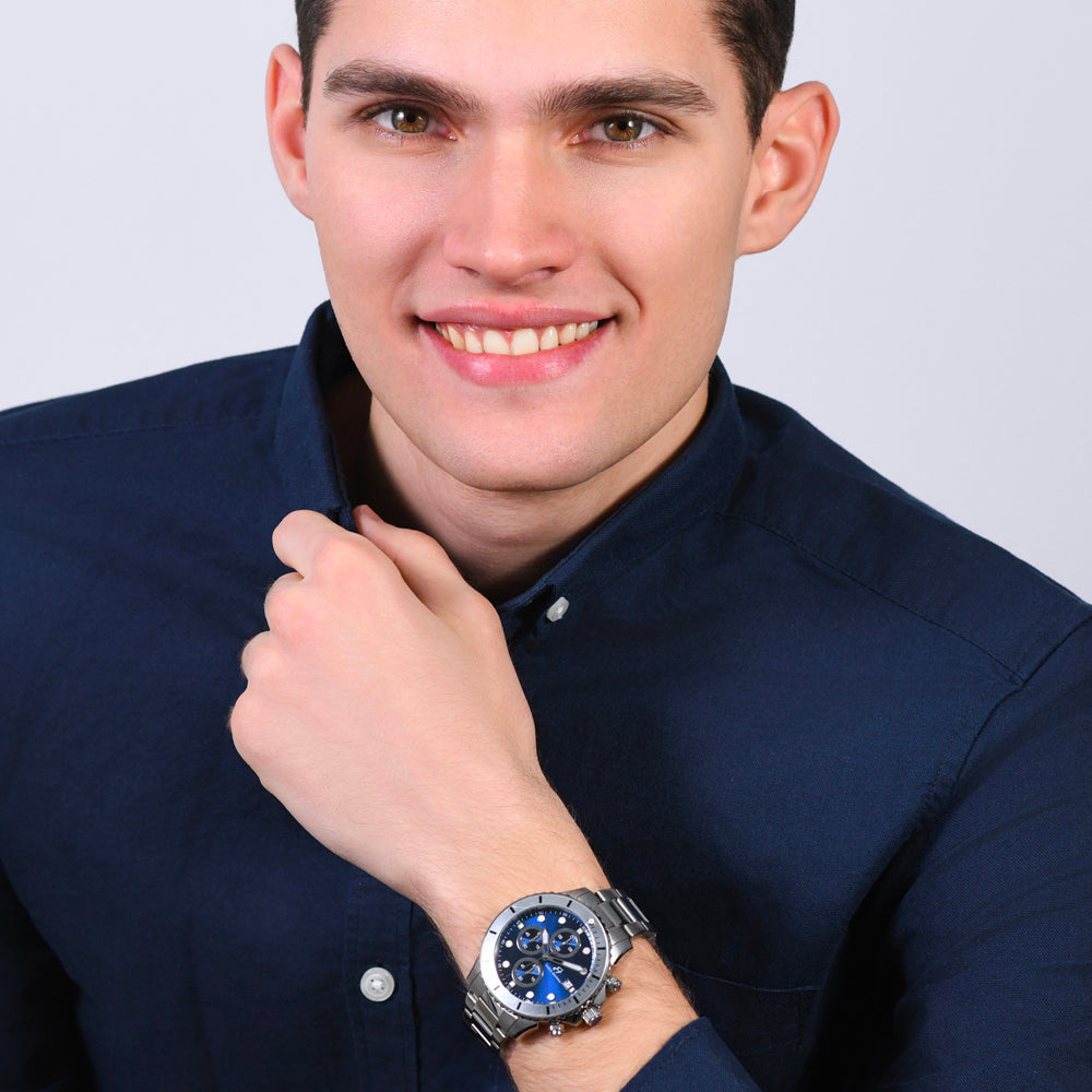 RELOJ DE ACERO PARA HOMBRE ESFERA AZUL