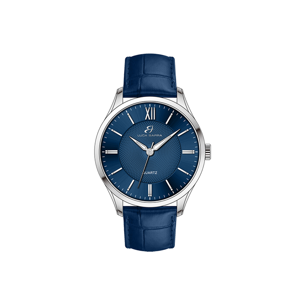 RELOJ DE ACERO PARA HOMBRE CON CORREA DE PIEL AZUL