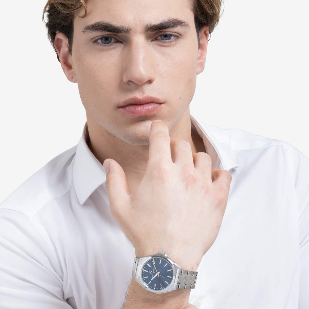 OROLOGIO UOMO IN ACCIAIO CON QUADRANTE BLU