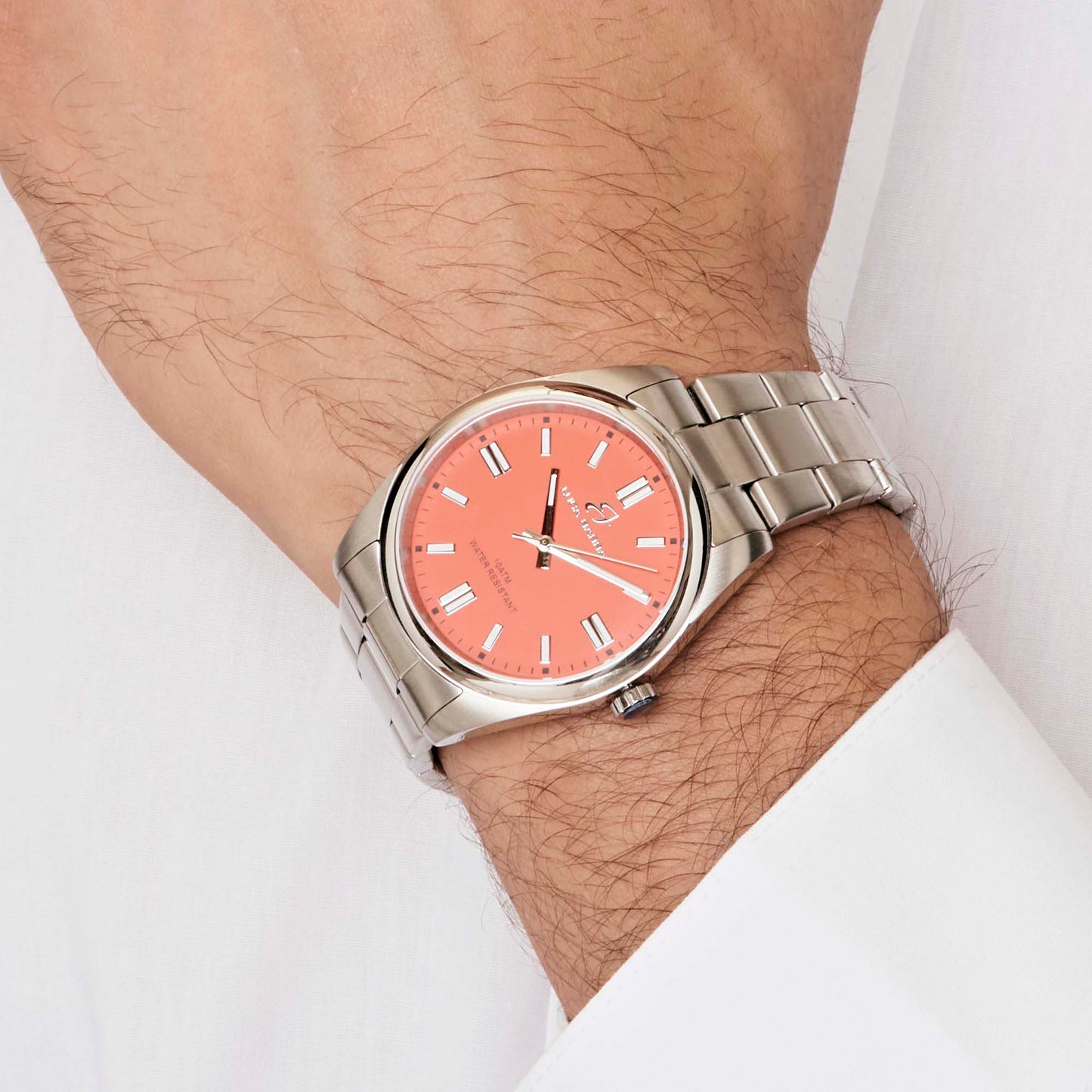 RELOJ DE ACERO CON ESFERA NARANJA