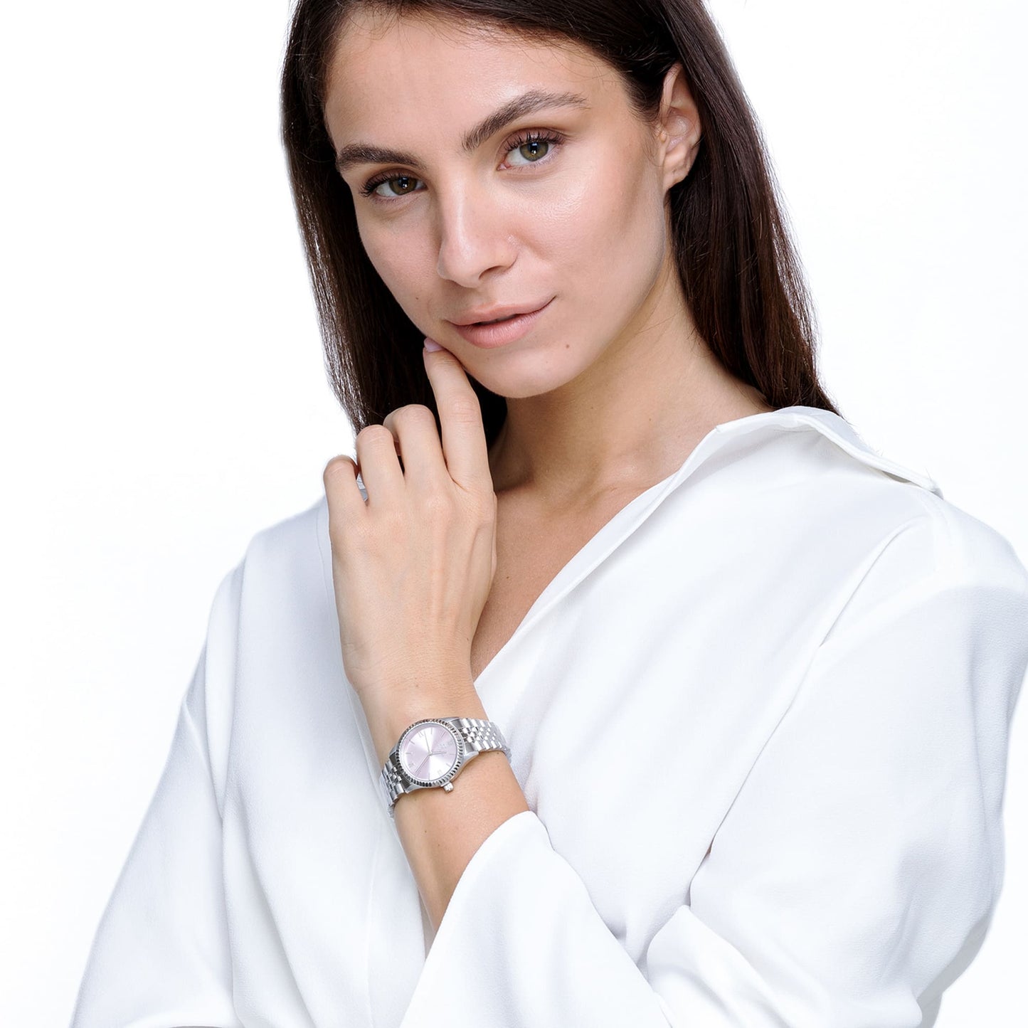 RELOJ DE SEÑORA CON CAJA DE ACERO ESFERA ROSA