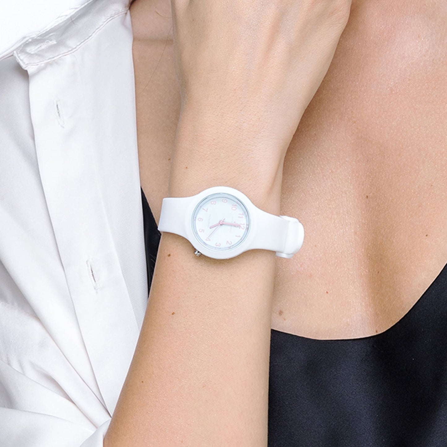RELOJ DE SILICONA BLANCO PARA MUJER ESFERA BLANCA