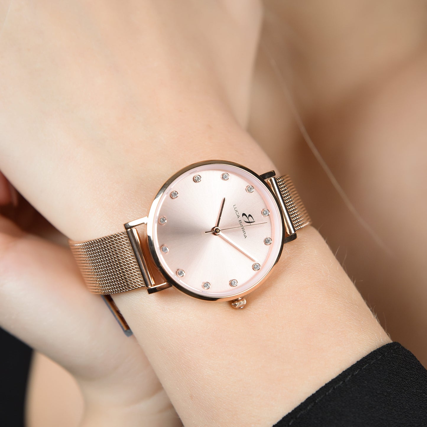 RELOJ DE MUJER CON CAJA DE ACERO ROSA