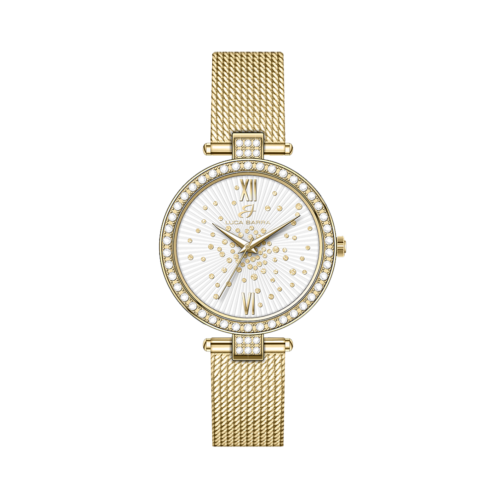 RELOJ MUJER IP ORO ACERO BISEL CRISTAL BLANCO