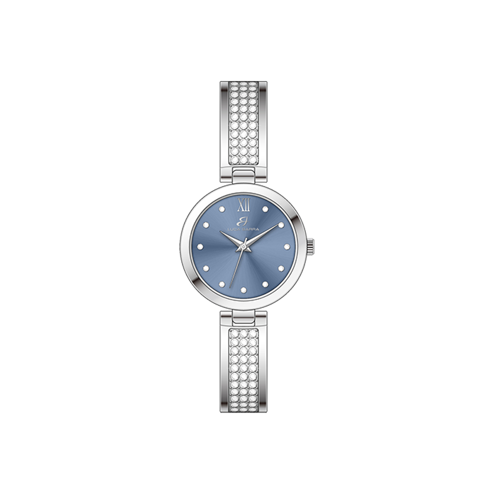 RELOJ DE CRISTAL DE ACERO PARA MUJER CON ESFERA AZUL CLARO