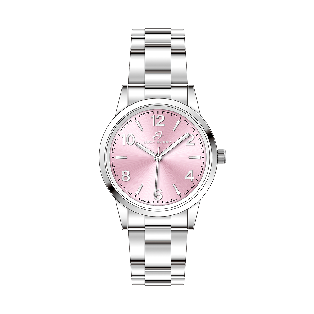 RELOJ DE ACERO PARA MUJER CON ESFERA ROSA