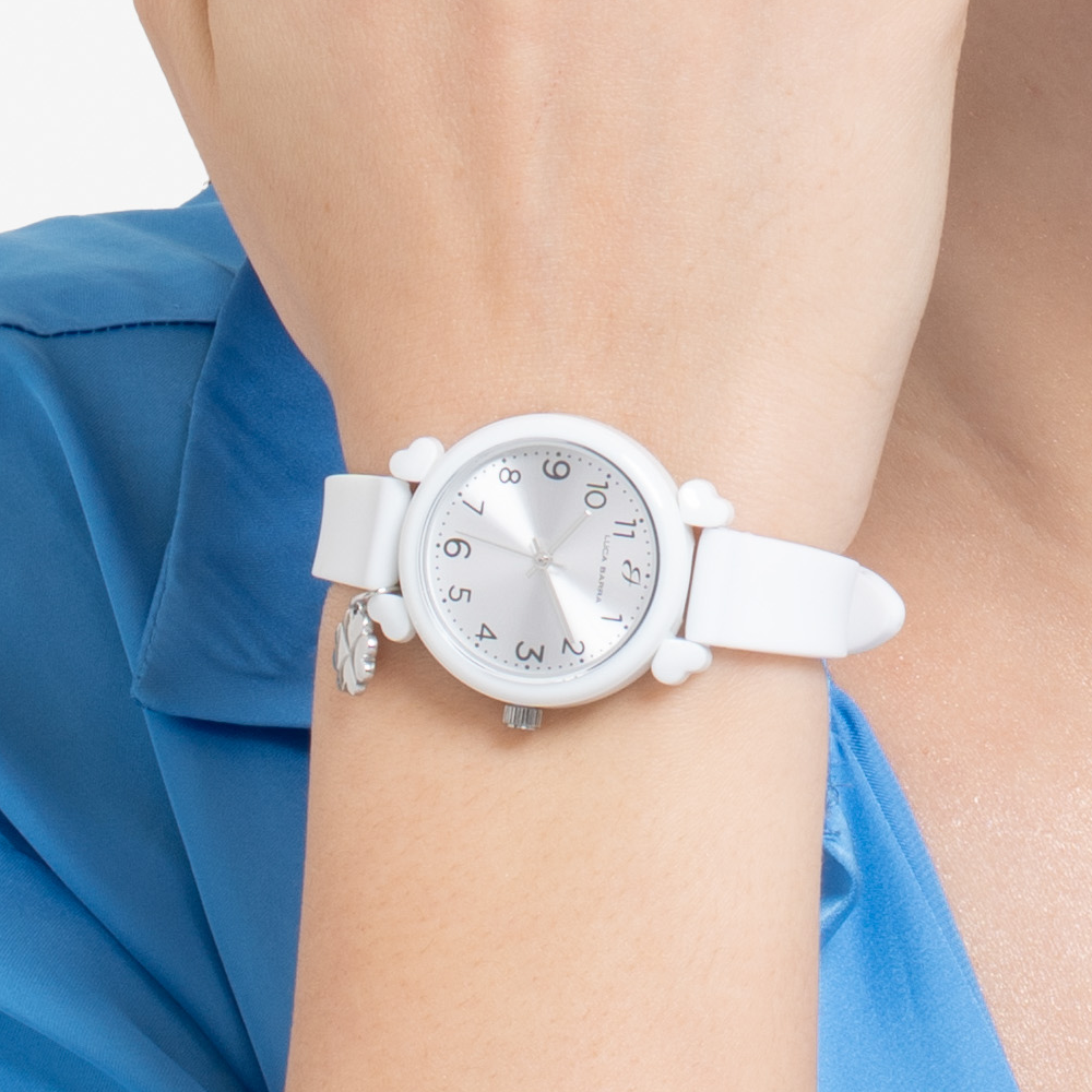 OROLOGIO DONNA BIANCO CON CHARM QUADRIFOGLIO