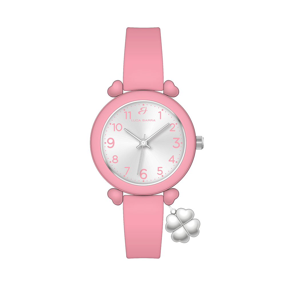 OROLOGIO DONNA ROSA CON CHARM QUADRIFOGLIO