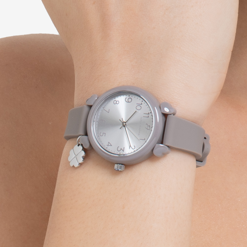 OROLOGIO DONNA GRIGIO CON CHARM QUADRIFOGLIO