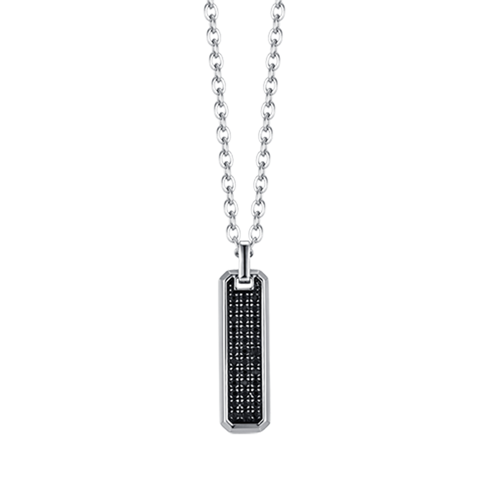 COLLAR DE HOMBRE DE ACERO CON ELEMENTO DE CRISTAL NEGRO