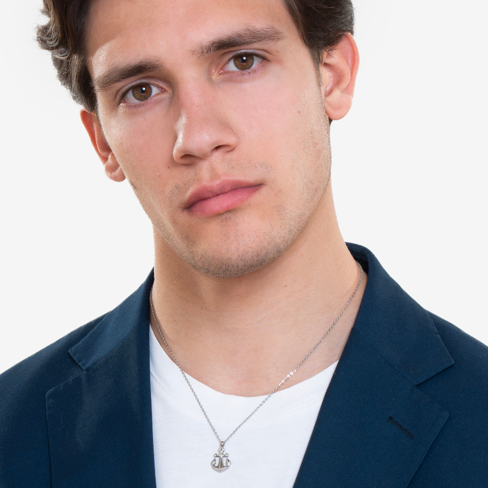 COLLAR DE ACERO PARA HOMBRE CON ANCLA