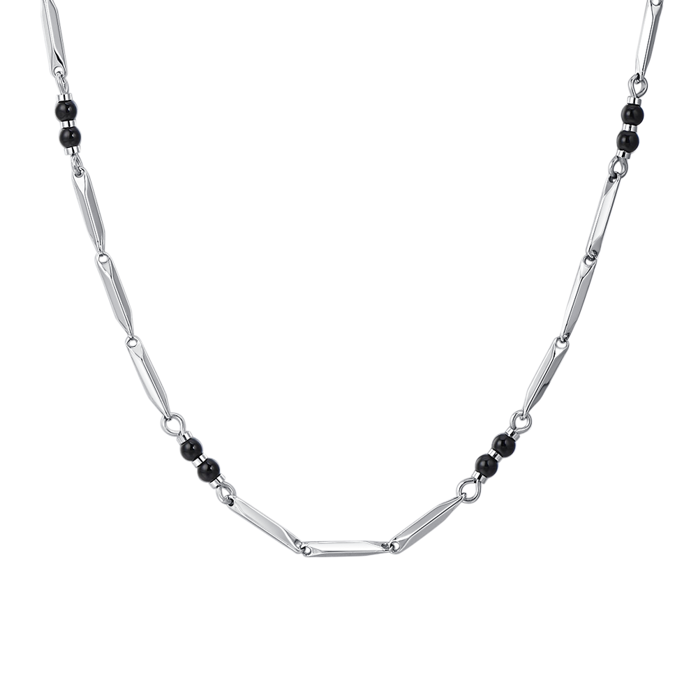 COLLANA UOMO IN ACCIAIO CON PIETRE AGATA