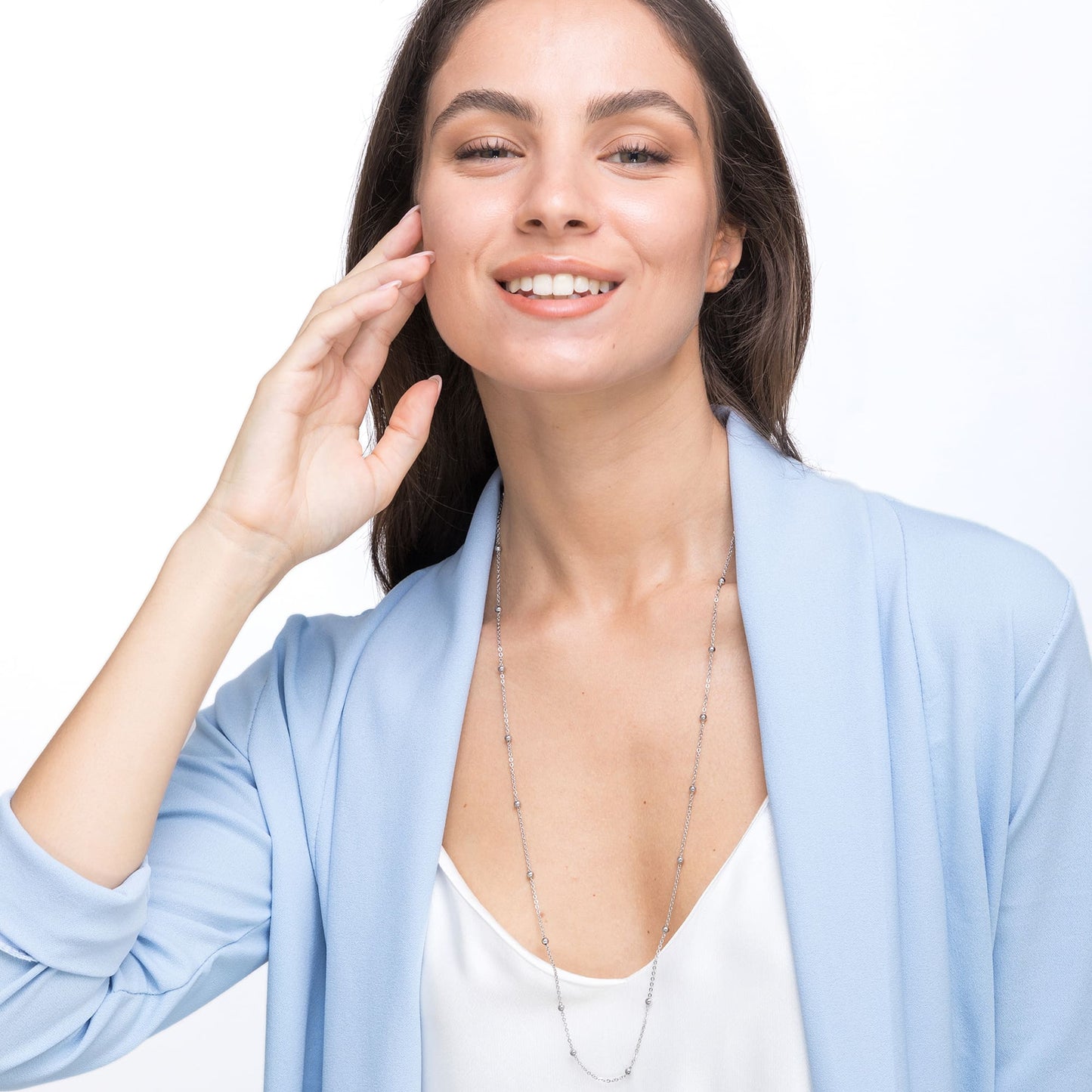 COLLAR LARGO DE ACERO PARA COLGANTES DE MUJER