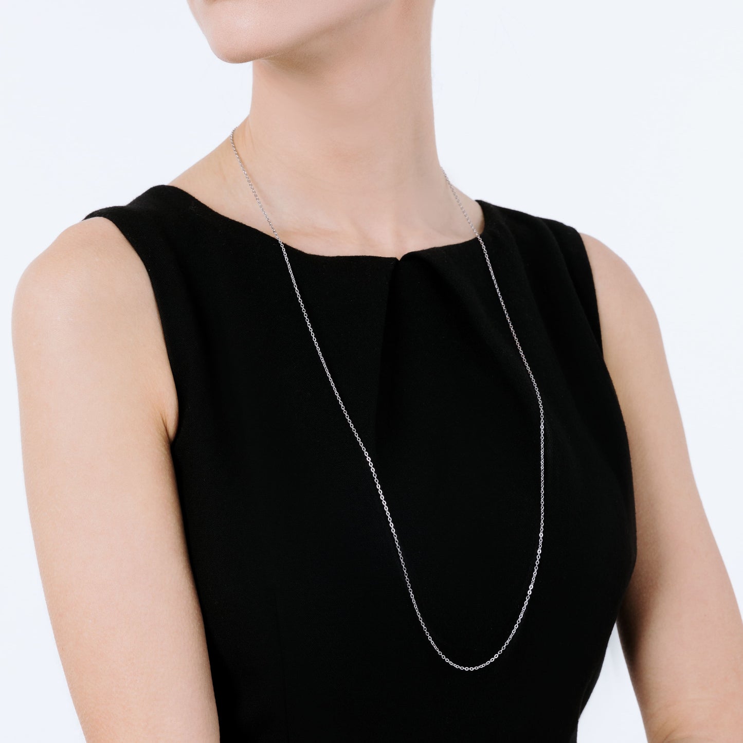 COLLAR LARGO DE ACERO PARA MUJER PARA CHARMS CON CIERRE