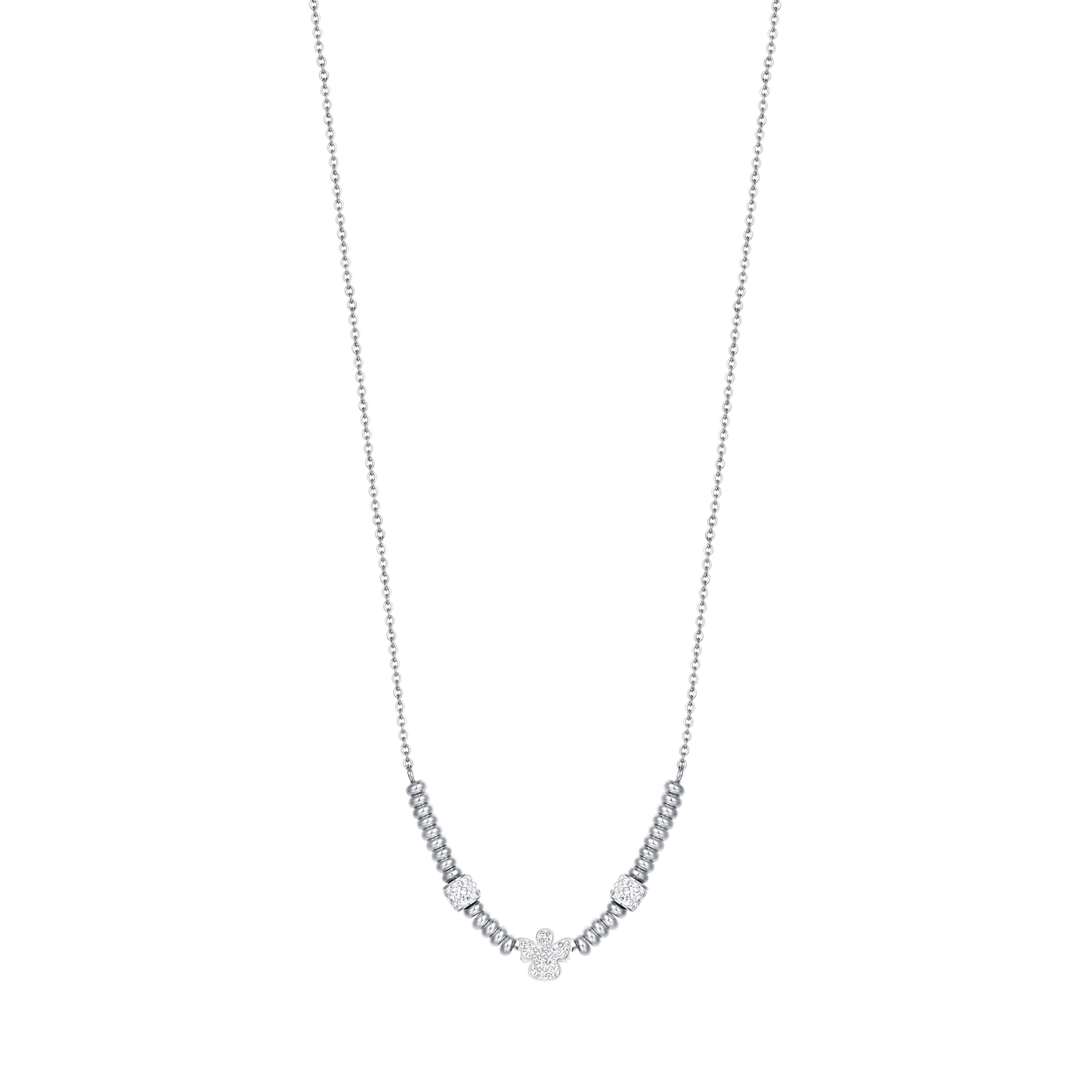 COLLAR DE ÁNGELES DE ACERO CON CRISTALES BLANCOS