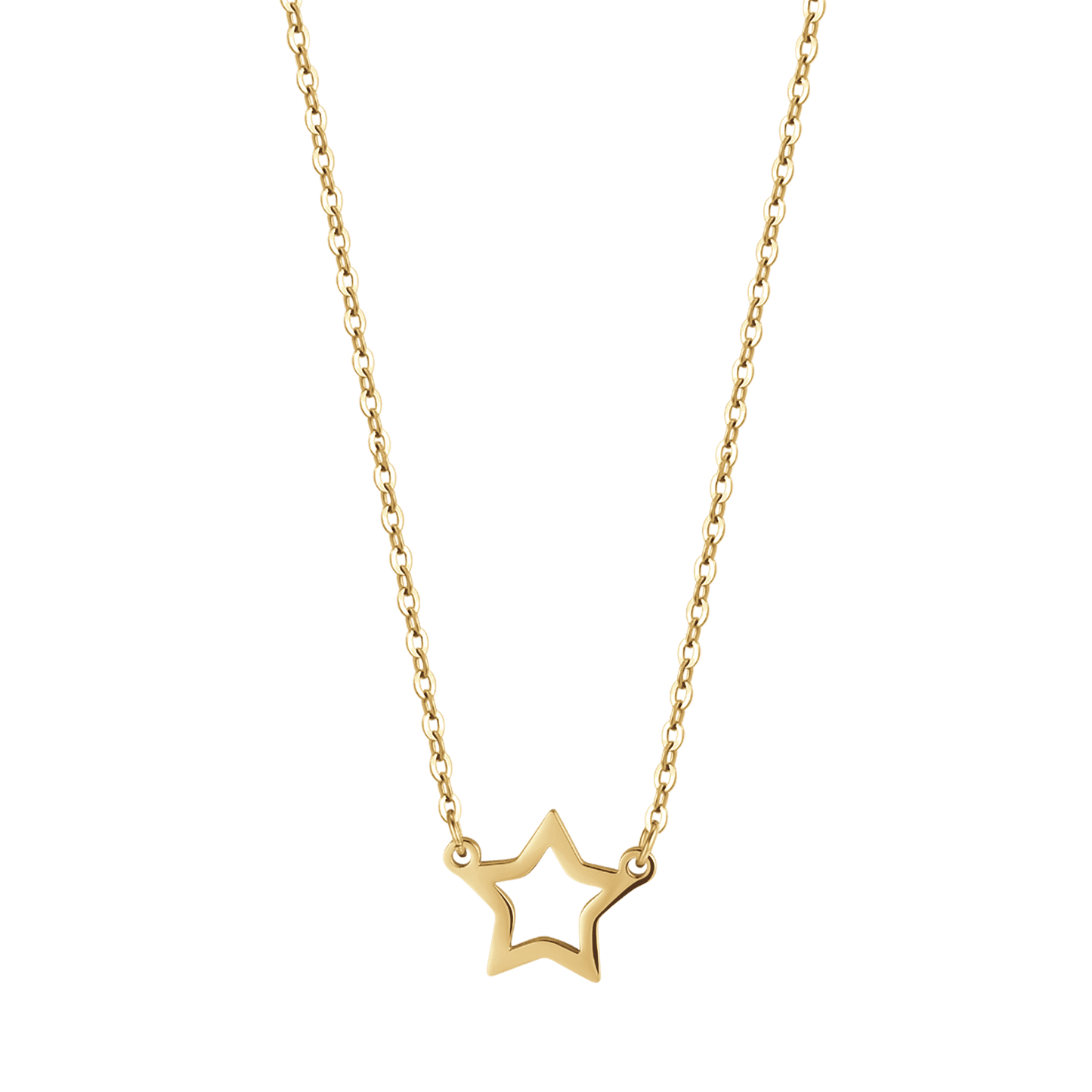 COLLAR DE ACERO IP DE MUJER CON ESTRELLA DE ORO