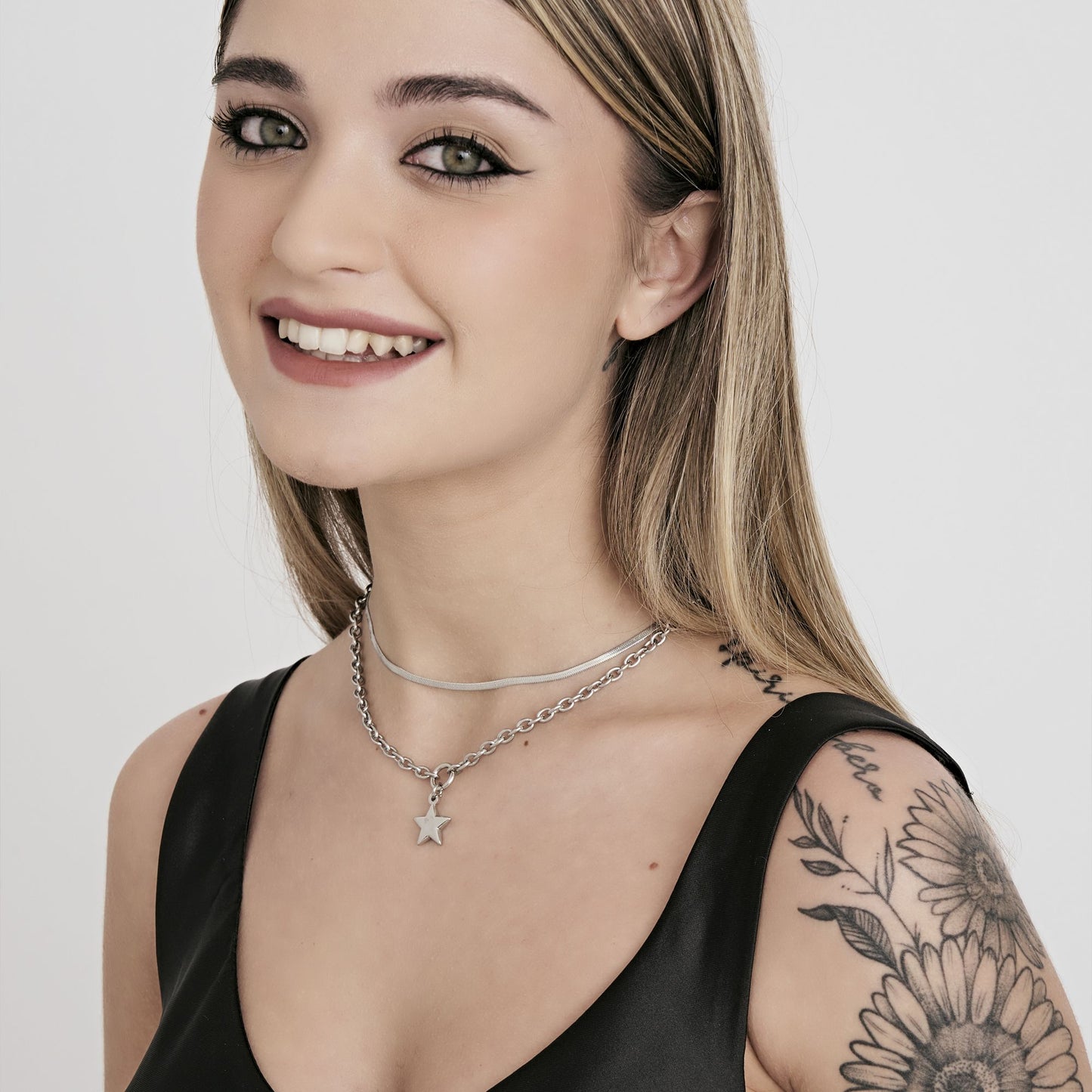 COLLANA DONNA IN ACCIAIO IP GOLD MUTLIFILO CON STELLA