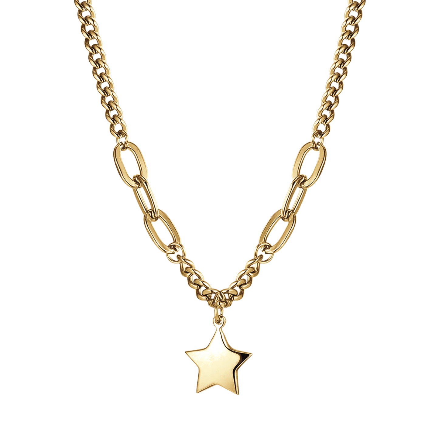 IP COLLAR DE ACERO DORADO PARA MUJER CON COLGANTE DE ESTRELLA