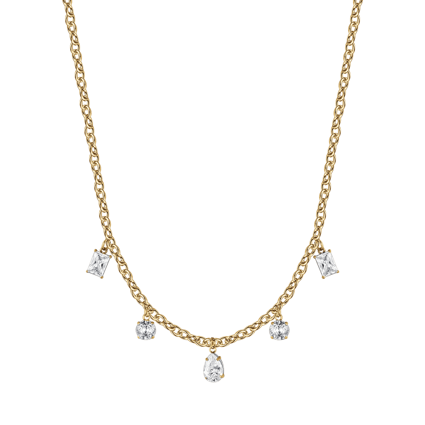 COLLAR DE MUJER EN ACERO ORO IP CON CRISTALES BLANCOS Colgantes Luca Barra